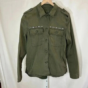 Gap Shacket Size Large Green Utility Cargo Women’s Shirt Jacket Utility Army